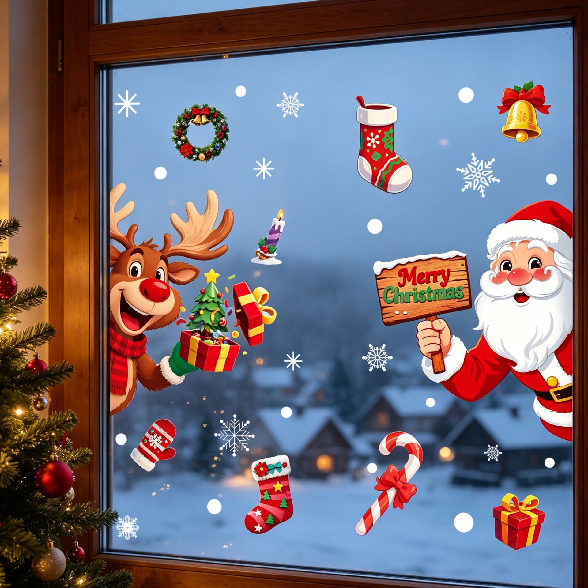 Noel Temalı Statik Cam Sticker - Elk Bugle Call incelemesi ve fiyatı
